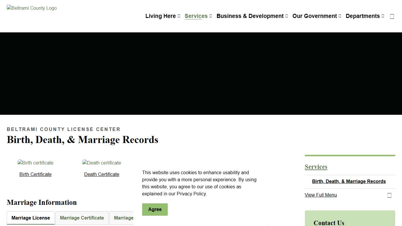 Birth, Death, & Marriage Records Beltrami County